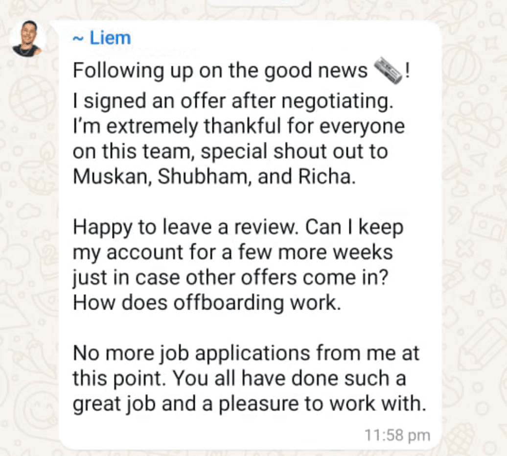 WhatsApp testimonial 18