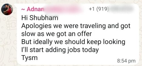 WhatsApp testimonial 2